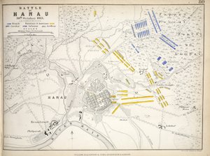 Karte der Schlacht von Hanau, veröffentlicht von William Blackwood and Sons, Edinburgh und London, 1848