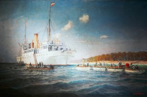 Kabeldampfer Stephan vor der Karolineninsel Yap 1905 von Alexander Kircher