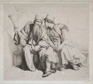 Junger Grieche im Gespräch mit einem Priester