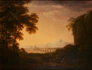 Figuren in einer bewaldeten italienischen Landschaft von Alexander Nasmyth