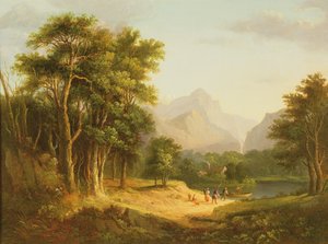 Hochlandlandschaft mit Figuren