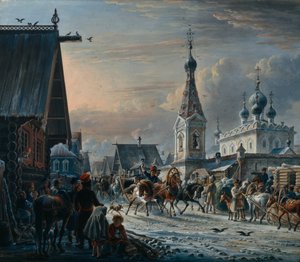 Straße mit Postkutschen, 1829