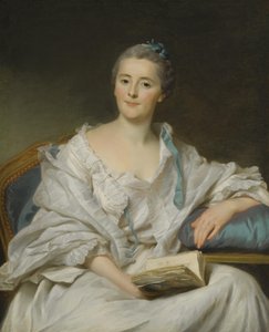 Porträt von Marie-Françoise Julie Constance Filleul, Marquise de Marigny mit einem Buch