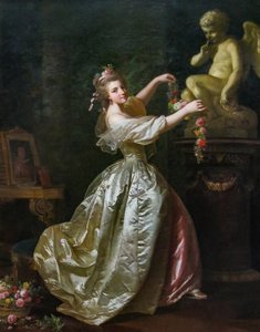 Junge Frau dekoriert die Statue der Liebe von Alexander Roslin
