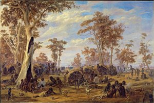 Adelaide, ein Stamm von Eingeborenen am Ufer des Flusses Torrens von Alexander Schramm