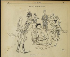 Der sino-japanische Frieden, interessante Position. Die Interessierten. Aus: Le Rire, 11. Mai 1895, 1895