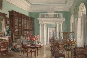 Innenraum der Bibliothek im Golitsyn