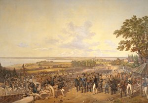 König Carl XIV Johan (1763-1844) von Schweden besucht die Schleusen am Bergkanal, 1819 von Alexander Wetterling