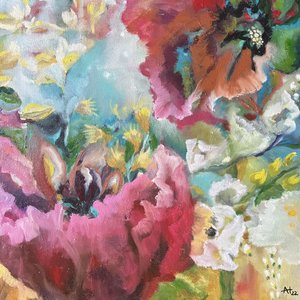 Lebendiges Blumenabstrakt von Alexandra Higgins