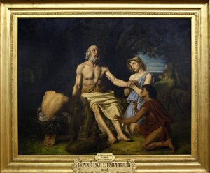 Darstellung von Homer, griechischer Dichter des 9. Jahrhunderts v. Chr. auf der Insel Skyros