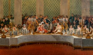 Das Bankett zur Hochzeit von Napoleon Bonaparte (1769-1821) und Marie-Louise von Habsburg-Lothringen (1791-1847) 1810 - Detail von: Fest der Hochzeit von Napoleon I. und Marie-Louise im Theater des Palais des Tuileries, 2. April von Alexandre Dufay