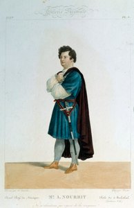 Französischer Tenor Adolphe Nourrit (1802-1839) in der Rolle des Melechtal in der Oper „Guillaume Tell“ (Wilhelm Tell) von Gioacchino Rossini (1792-1868). Illustration von Alexandre Lacauchie (19. Jahrhundert) Paris, Bibliothek des Opernmuseums