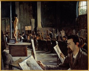 Das Atelier des Malers Alexandre Cabanel (1823-1889) an der Ecole des Beaux Arts. Gemälde von Tacrede Bastet (1858-1942) 1883 von Alexandre Cabanel