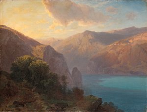 Nahe Seelisberg: Blick auf den Vierwaldstättersee vom Seelisberg, Schweiz, 1862 von Alexandre Calame
