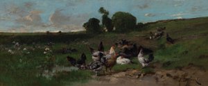 Animierte Landschaft mit Hühnern