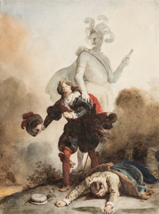 Don Juan und Leporello treffen die Statue des Kommandeurs auf dem Friedhof von Alexandre Evariste Fragonard
