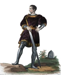 Porträt von Olivier V. von Clisson (1336-1407), französischer Konstabler. Illustration aus „Le Plutarque Français“ von Edmond Mennechet von Alexandre Evariste Fragonard