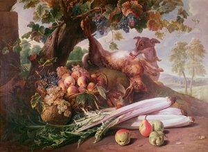 Stillleben mit Blumen, Wild und Früchten von Alexandre Francois Desportes
