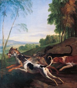 Wolfsjagd, Gemälde von Alexandre-Francois Desportes, Frankreich