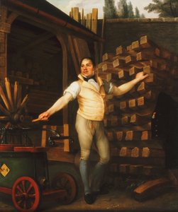 Ein Radmacher mit einer Feuerwehr in einem Hof, 1812 von Alexandre François Louis de Girardin