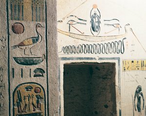 Ägypten, Altes Theben, Luxor, Tal der Könige, Grab von Ramses IX, Detail des Durchgangs von Nicolas Toussaint Charlet