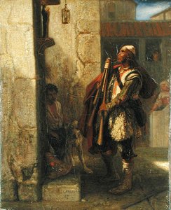 Pifferaro vor einer Madonna, 1847 von Alexandre Gabriel Decamps