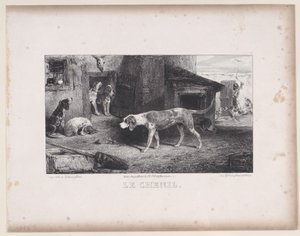 Der Zwinger, aus der Serie Jagdszenen, 1829 von Alexandre Gabriel Decamps