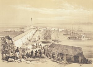 Hafen und Pier von Algier, aus einem Band zur Erinnerung an die französische Expeditionsarmee, die Algier 1830 eroberte, graviert von Adolphe Jean-Baptiste Bayot (1810-66)