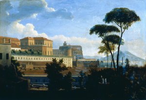 Der Königspalast von Neapel, gesehen von Santa Lucia