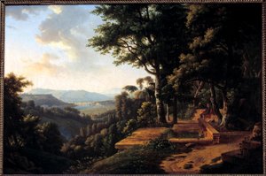 Der Philosoph Jean Jacques Rousseau (1712-1778) meditiert 1770 im Parc de la Rochecordon bei Lyon. Gemälde von Alexandre Hyacinthe Dunouy (1757-1841) 18. Jahrhundert Paris, Musée Marmottan