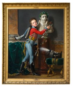 Der junge Vicomte de Laborde mit der Büste seines verstorbenen Vaters in Wagram von Alexandre Jean Dubois Drahonet