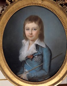 Porträt von Louis XVII (1785-1795) dargestellt als Delfin. Pastellgemälde von Alexander Kucharski (1741-1819). Maße 0,62 x 0,52 m. Versailles, Schlösser von Versailles und Trianon von Alexandre Kucharski