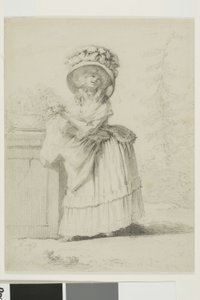 Eine elegante junge Frau in einem Garten von Alexandre Moitte