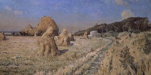 Getreidehaufen auf einem Feld von Alexandre Nozal