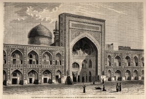 Innenhof der Moschee von Imam Aly Riza in Mashhad, Zeichnung von A. de Bar, zur Illustration der Reise nach Khorasan 1858, von N. de Khanikof. Gravur in „Le tour du monde“ 1861. Sammlung Selva. von Alexandre de (after) Bar