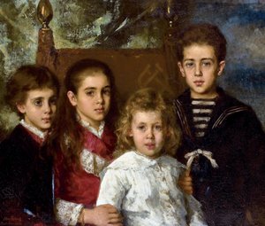Porträt der Kinder von Paul Pavlovich Demidoff, 2. Prinz von San Donato: Aurore Anatol, Maria und Pavel
