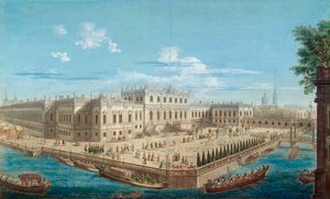 Ansicht des Sommerpalastes von Kaiserin Elisabeth am Fontanka-Fluss in St. Petersburg, 1753