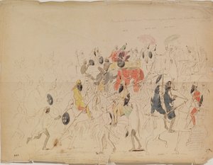 Treffen von Maharaja Sher Singh von Punjab und dem britischen Botschafter Clark im Jahr 1842, 1842 von Alexei Dmitriyevich Saltykov