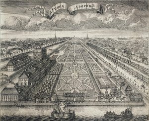 Blick auf die Sommergärten vom Fluss Newa, 1717 von Alexei Fyodorovich Zubov