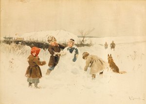 Einen Schneemann bauen, 1891