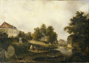Blick auf das Landgut Modest Rezvois Marienhof bei Petersburg, 1846 von Alexei Yakovlevich Voloskov