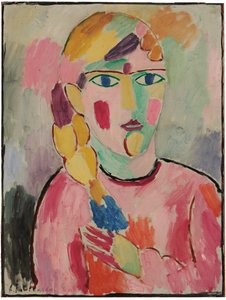 Mädchen mit blauen Augen und einem Zopf, ca. 1916 von Alexej von Jawlensky