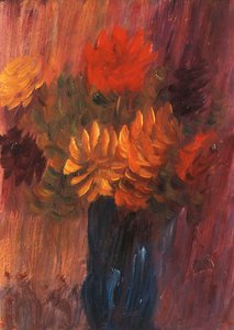 Grosses Stilleben: Rote und Gelbe Dahlien, 1937