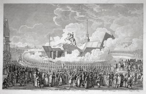 Eröffnung der Reiterstatue von Peter dem Großen auf dem Senatsplatz St. Petersburg im Jahr 1782, frühes 19. Jahrhundert von Alexey Kupriyanovich Melnikov