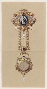Entwurf für eine Chatelaine mit Uhr von Alexis Falize