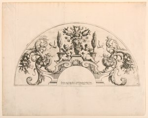 Fächerblätter, fünfte und sechste Platte des Sets "Divers Desseins de grands Eventails, Encrans, et autres Ornamens, inventés et gravés par Nicolas Loire"