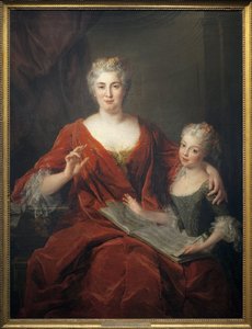 Madame de la Sablonniere und ihre Tochter. Gemälde von Alexis Simon Belle (1674-1734), Öl auf Leinwand von Alexis Simon Belle