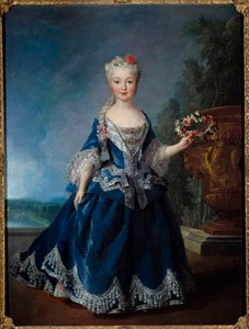 Porträt von Marie Anne Victoire, Infantin von Spanien (1718-1781) vor dem Wasser der Schweizer in Versailles