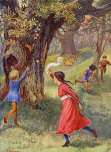 Fröhliches England: Kinder spielen im Sherwood Forest von Alfred (after) Pearse