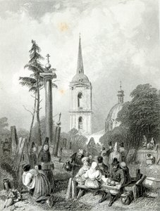 Friedhof der Smolensko-Kirche, graviert von E. Smith